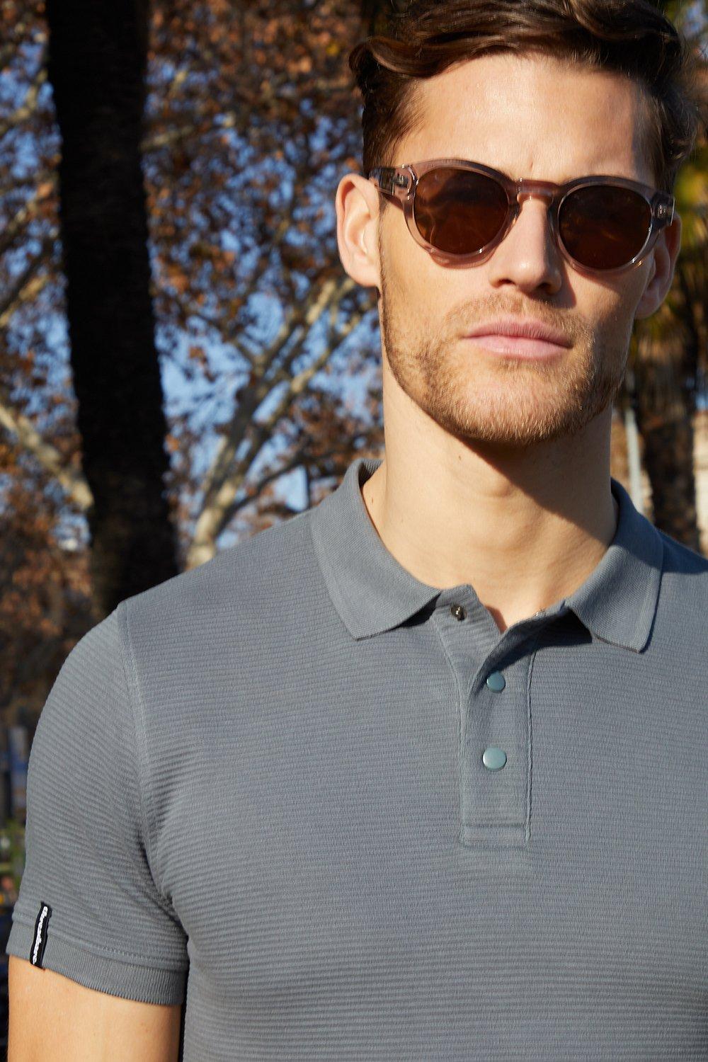 'Caswell' Ottoman Rib Textured Cotton Polo Shirt